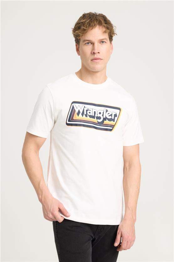 Wrangler W753Ee W04 Worn In Whıte Erkek Bısıklet Yaka T-Shırt