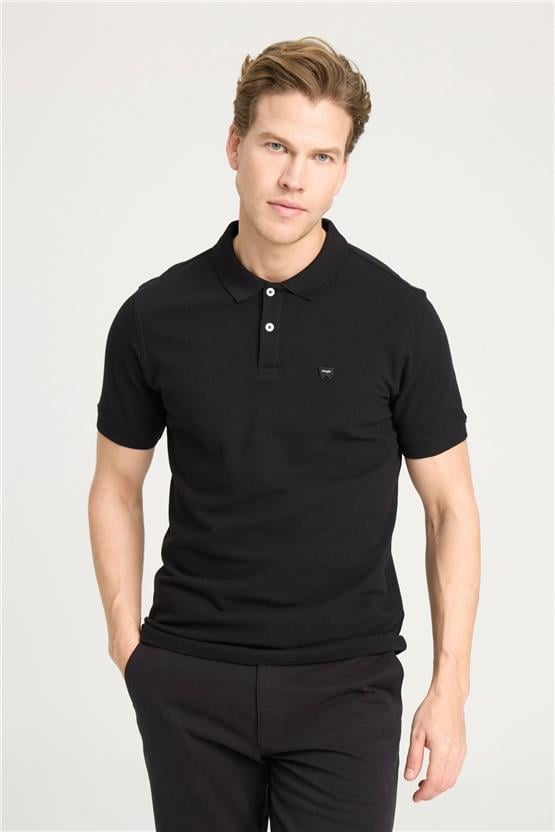 Wrangler W7D5K4Xx2T 001 Black Erkek Regular Kısa Kollu Polo T-Shirt