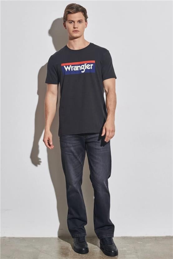 Wrangler W7H4D3Xv6 Faded Black Erkek Lıghtweıght Ss 3Color Logo Crew Neck Bisiklet Yaka T-Shirt
