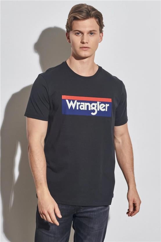 Wrangler W7H4D3Xv6 Faded Black Erkek Lıghtweıght Ss 3Color Logo Crew Neck Bisiklet Yaka T-Shirt