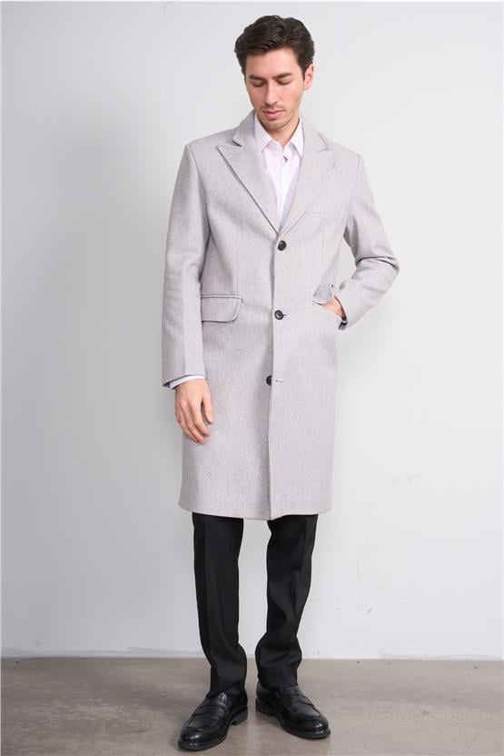 Zeyrek 00591 A.Grı Mono Yakalı Kapak Ceplı Uzun Kase Kaban