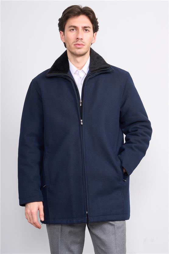 Zeyrek 00217 Lacıvert Cıft Yakalı Fermuarlı Kase Kaban