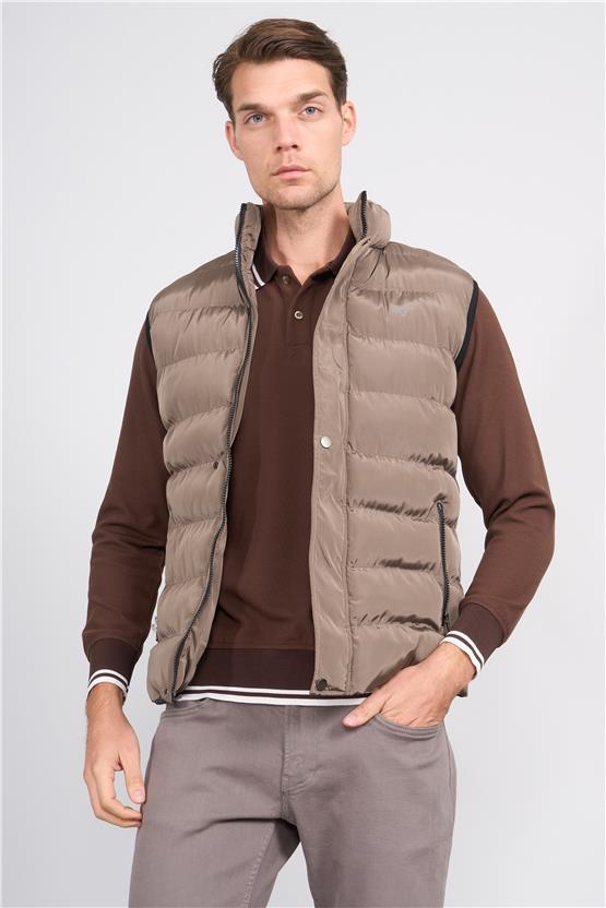 Zeyrek K26 0027 Haki Fermuar Ve Dugmelı Sısme Yelek