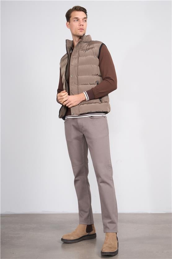 Zeyrek K26 0027 Haki Fermuar Ve Dugmelı Sısme Yelek