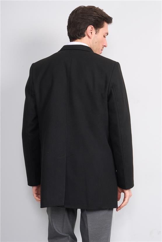 Zeyrek 00567 Siyah Dık Yakalı Dugmelı Kase Kaban