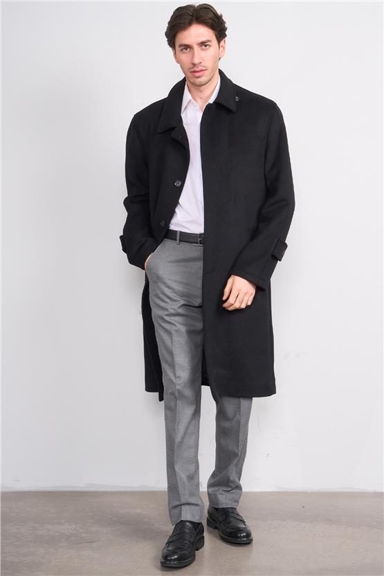 Zeyrek 00591 Füme Mono Yakalı Kapak Ceplı Uzun Kase Kaban