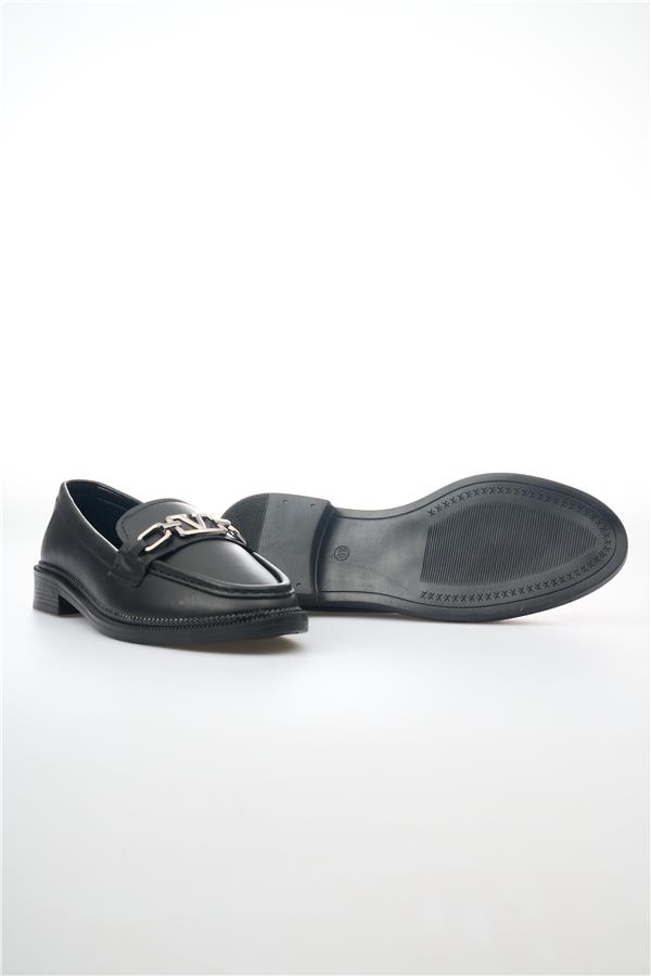 White Line 131-204 Siyah Kadın Loafer Ayakkabı