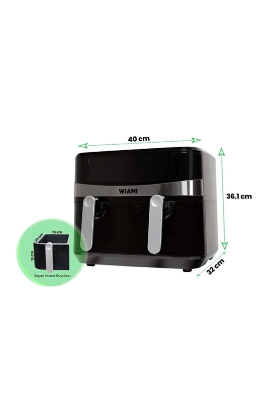 WIAMI KDF-5599DT 9 LT CIFT SEPET AIR FRYER