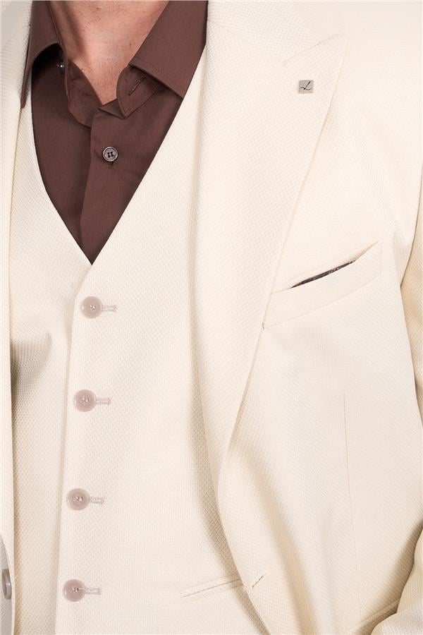 Woolsuit Bergama Bej Erkek Yelikli Takım Elbise