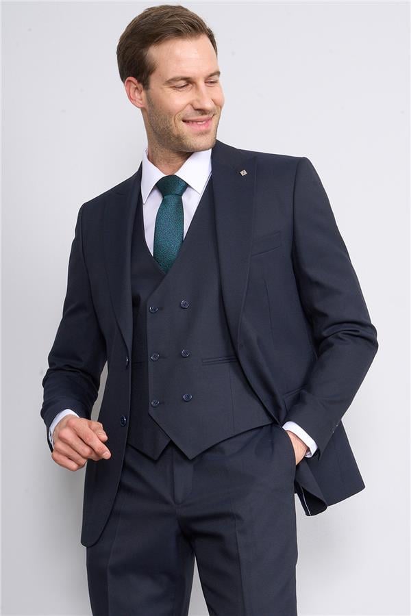 Woolsuit Berlın Lacivert Erkek Yelikli Takım Elbise