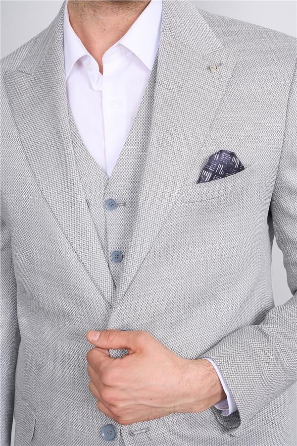 Woolsuit Perge Gri Erkek Yelikli Takım Elbise