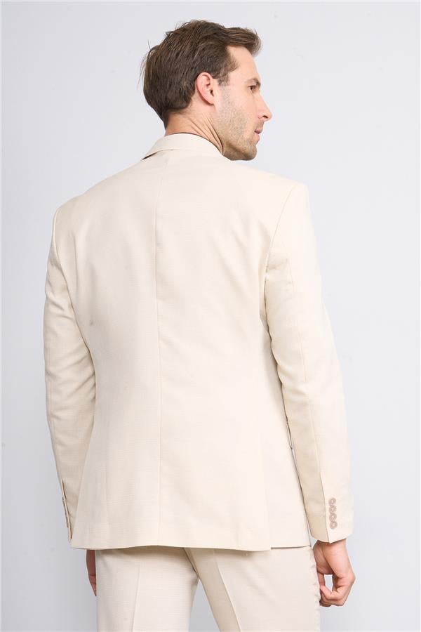 Woolsuit Perge Krem Erkek Yelikli Takım Elbise
