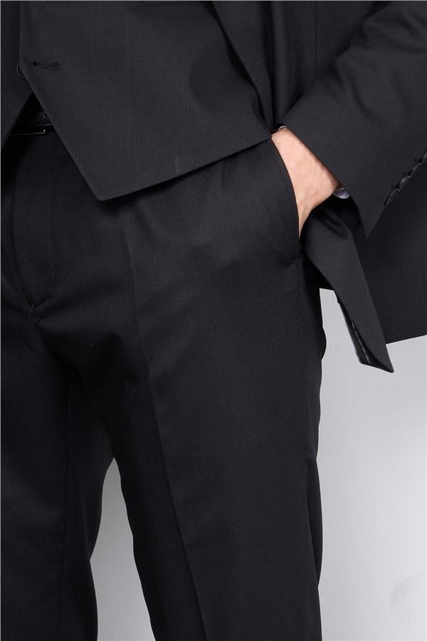 Woolsuit Vera Siyah Erkek Yelekli Takım Elbise