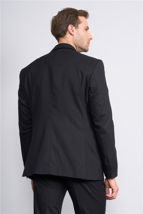 Woolsuit Vera Siyah Erkek Yelekli Takım Elbise