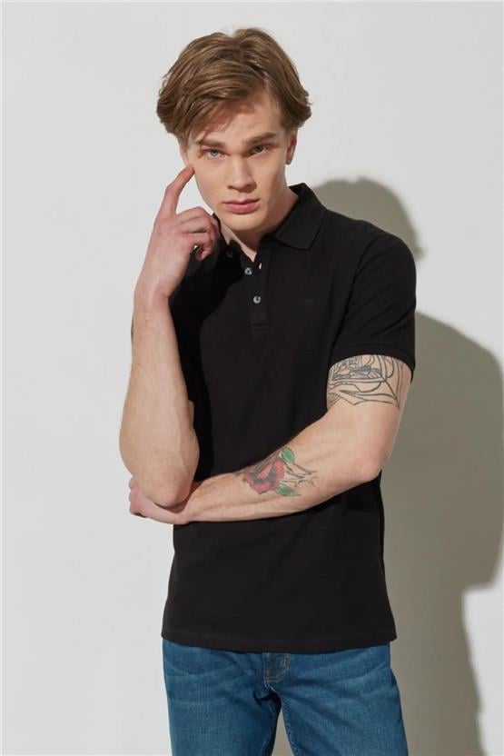 Wrangler W231325001 Black Erkek Polo Yaka T-Shirt