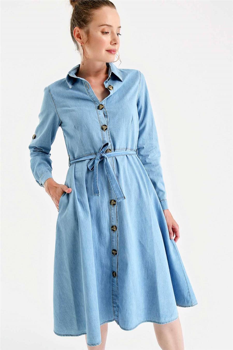 Bigdart 1924 Açık Mavi Kadın Kot Elbise