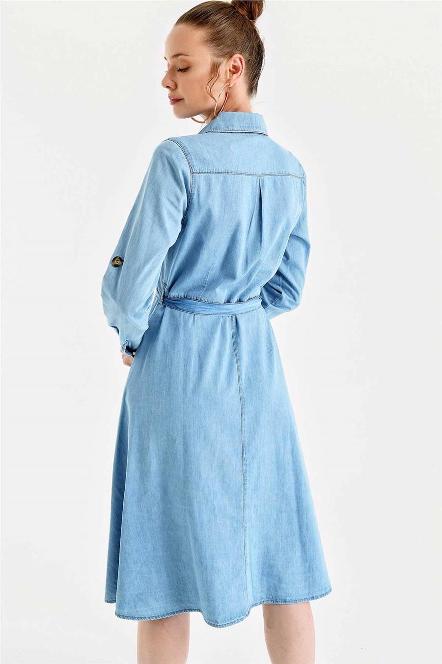 Bigdart 1924 Açık Mavi Kadın Kot Elbise