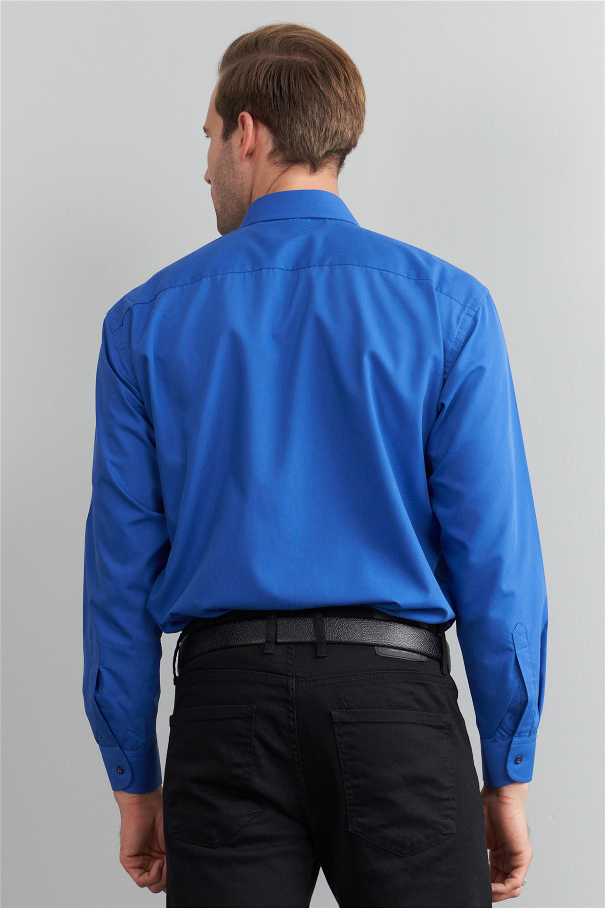 Çetinkaya 210 D Erkek T.COTTON Uzun Kol Mavi Gömlek