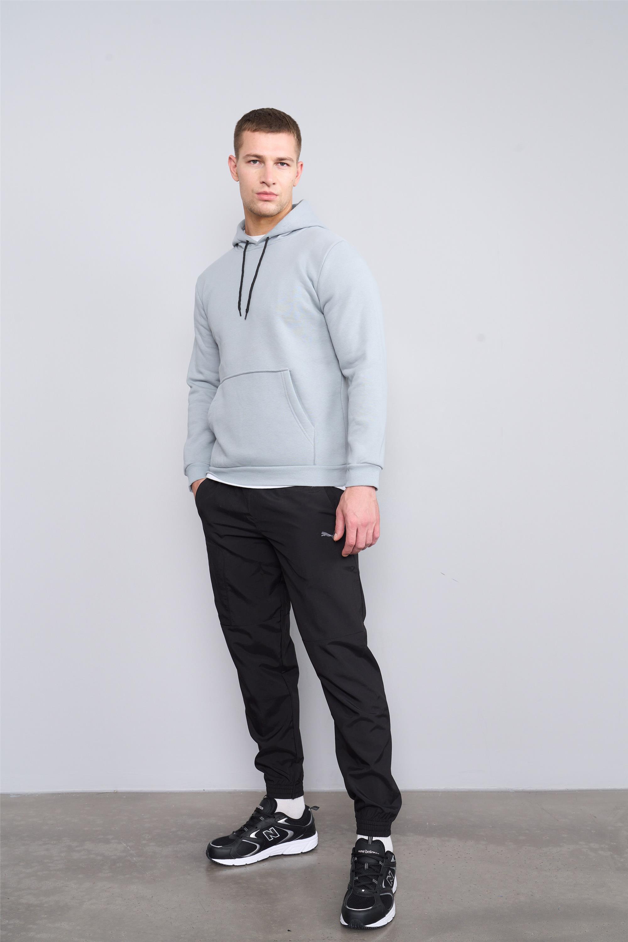 カツカワミナミ Çetinkaya Mentality 3035 3 İp Kapşonlu Gri Sweatshirt