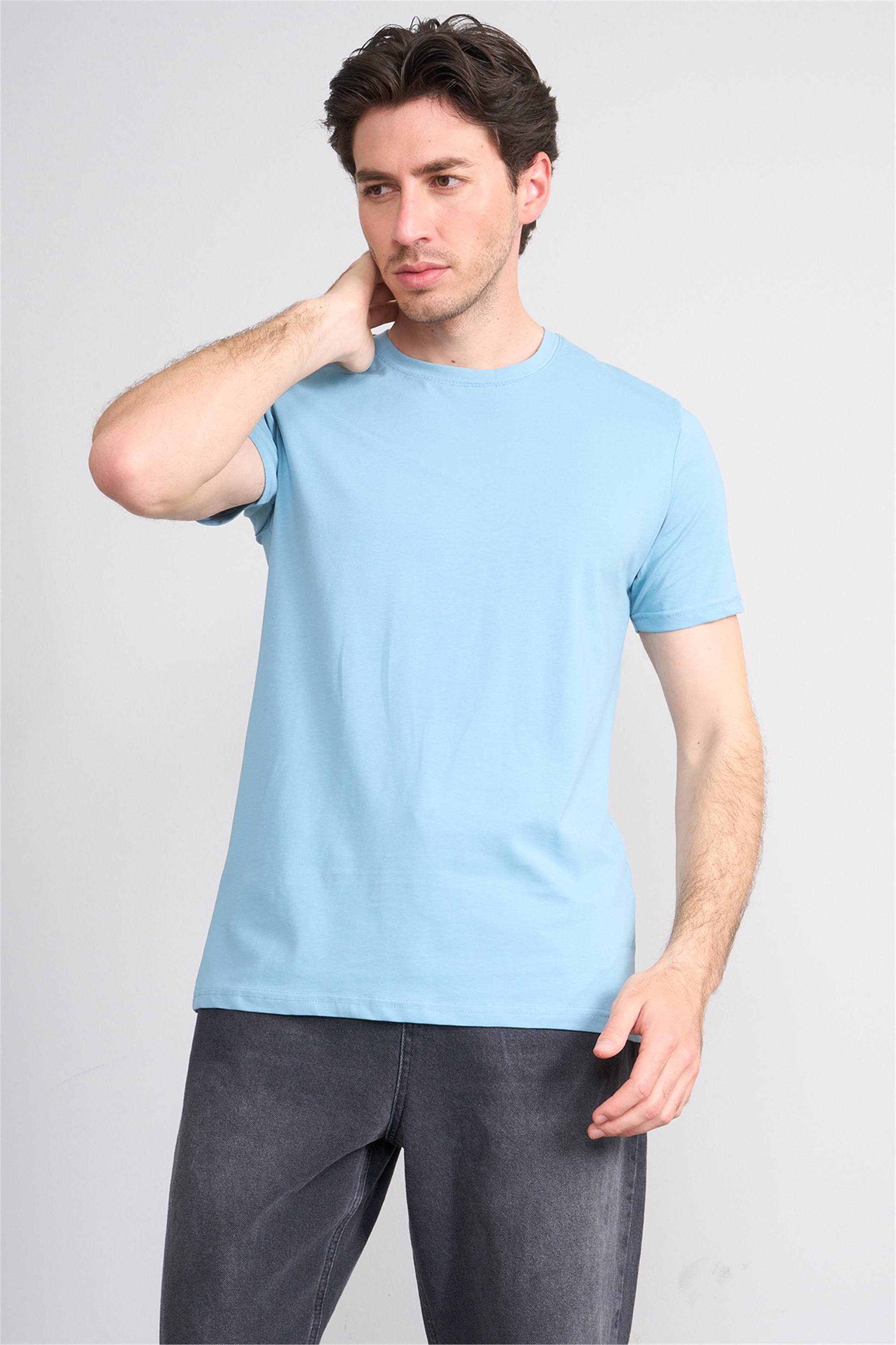 Çetinkaya Mentality 4831 Bisiklet Yaka Regular Basic T-shirt Mavi