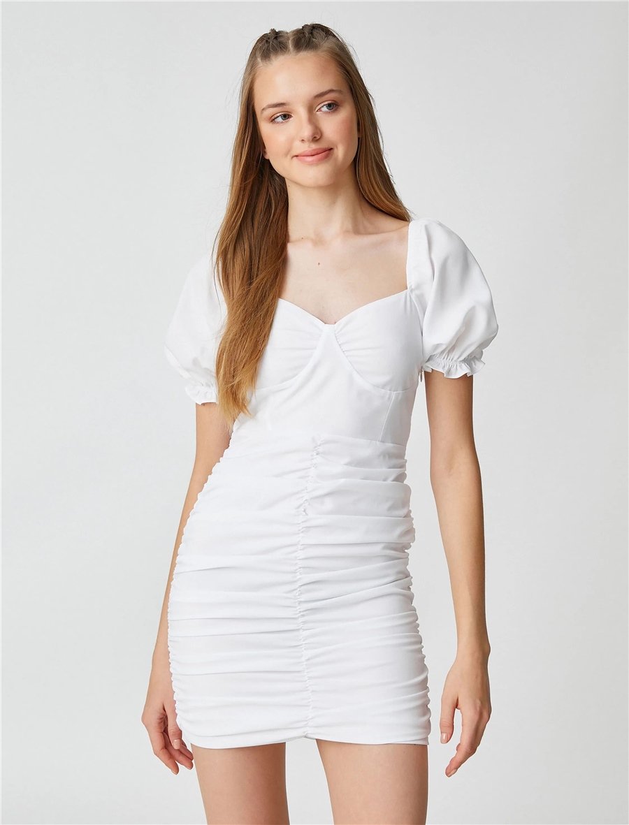 Koton 3Sal80012Iw Beyaz 000 Genç Kız Polyester Woven Elbise