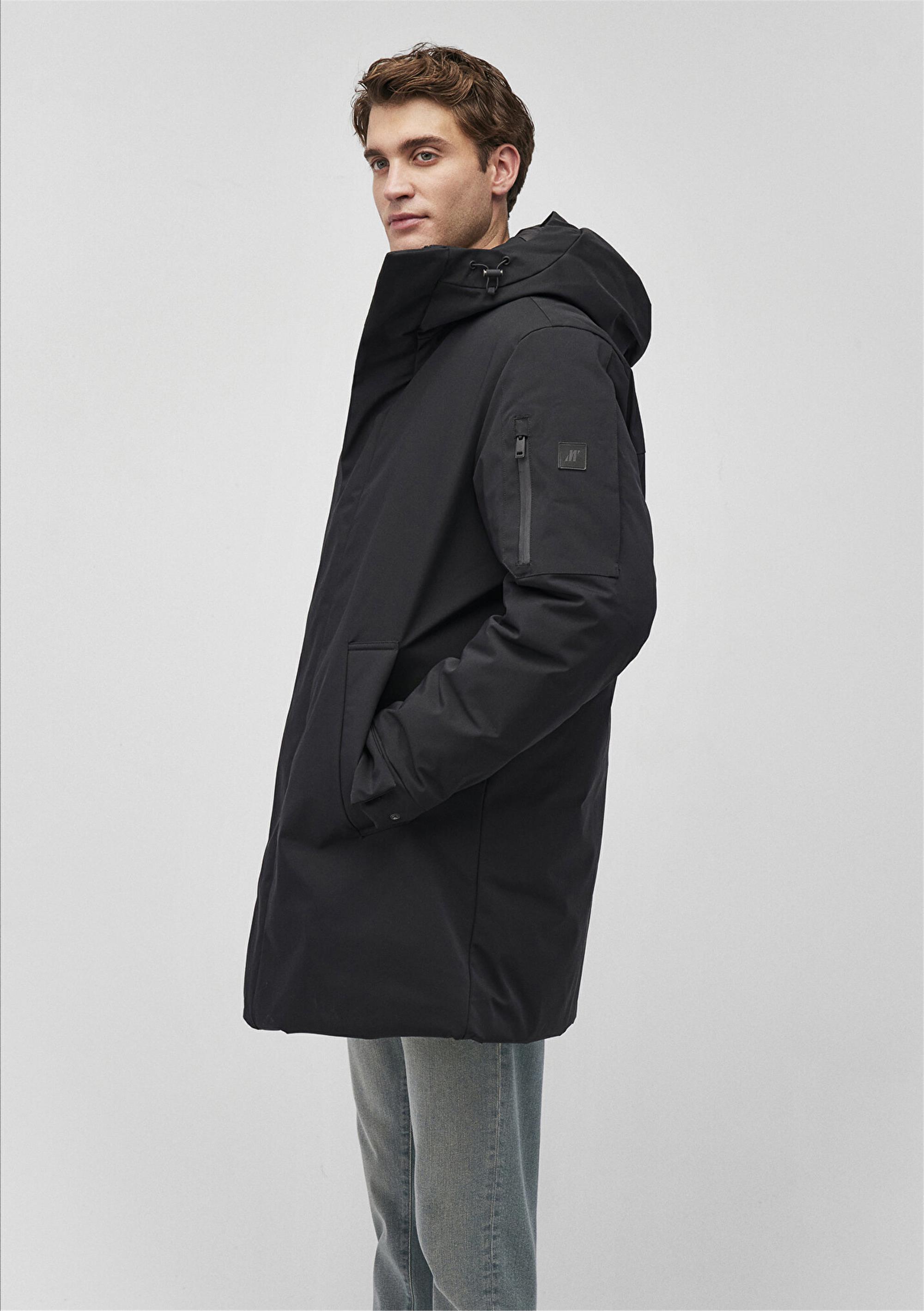 Mavı M0110256-900 Sıyah Erkek Regular Kapusonlu Parka | Çetinkaya