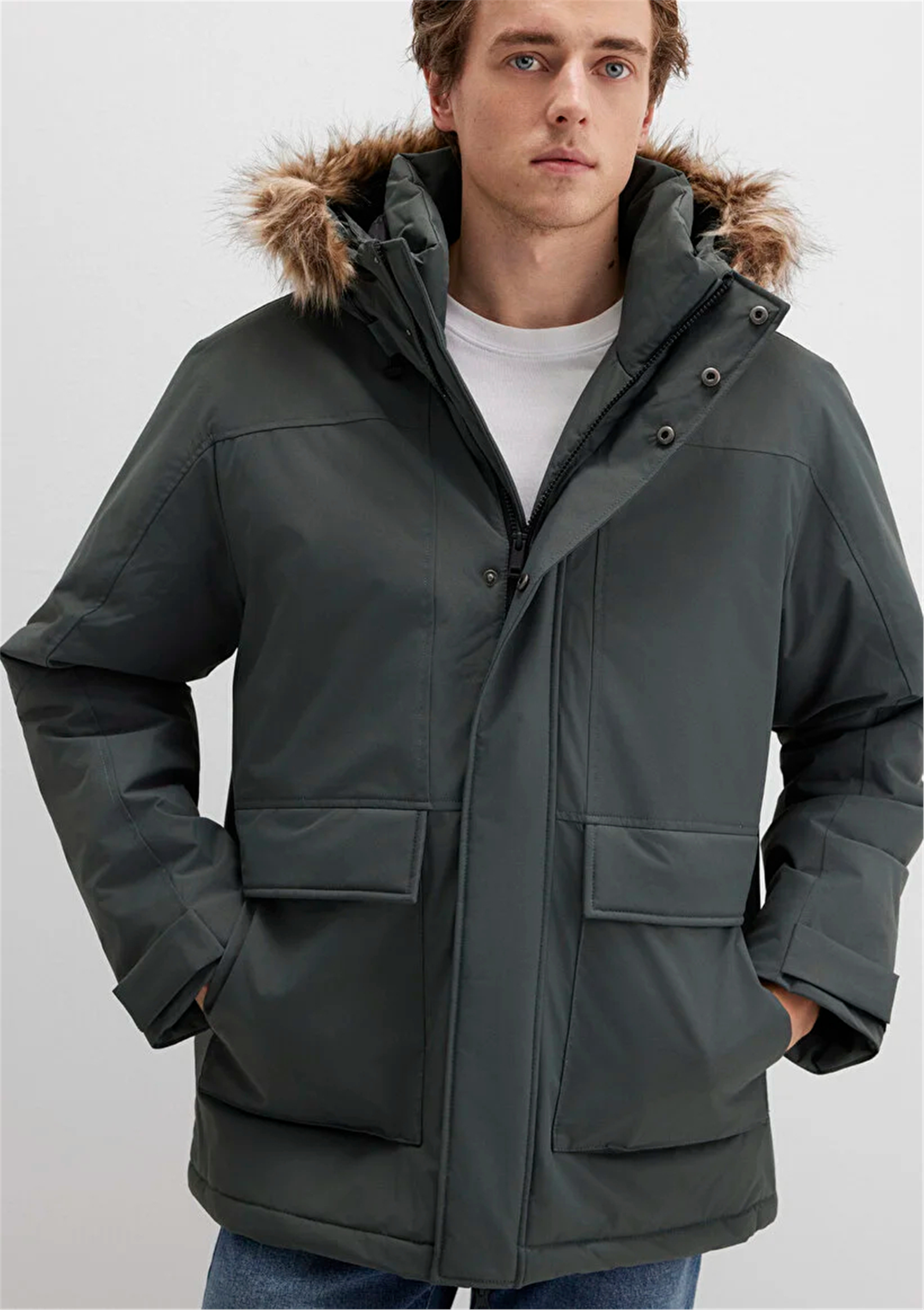 Mavı M0110472-71598 Yosun Yesılı Erkek Loose Kapusonlu Parka