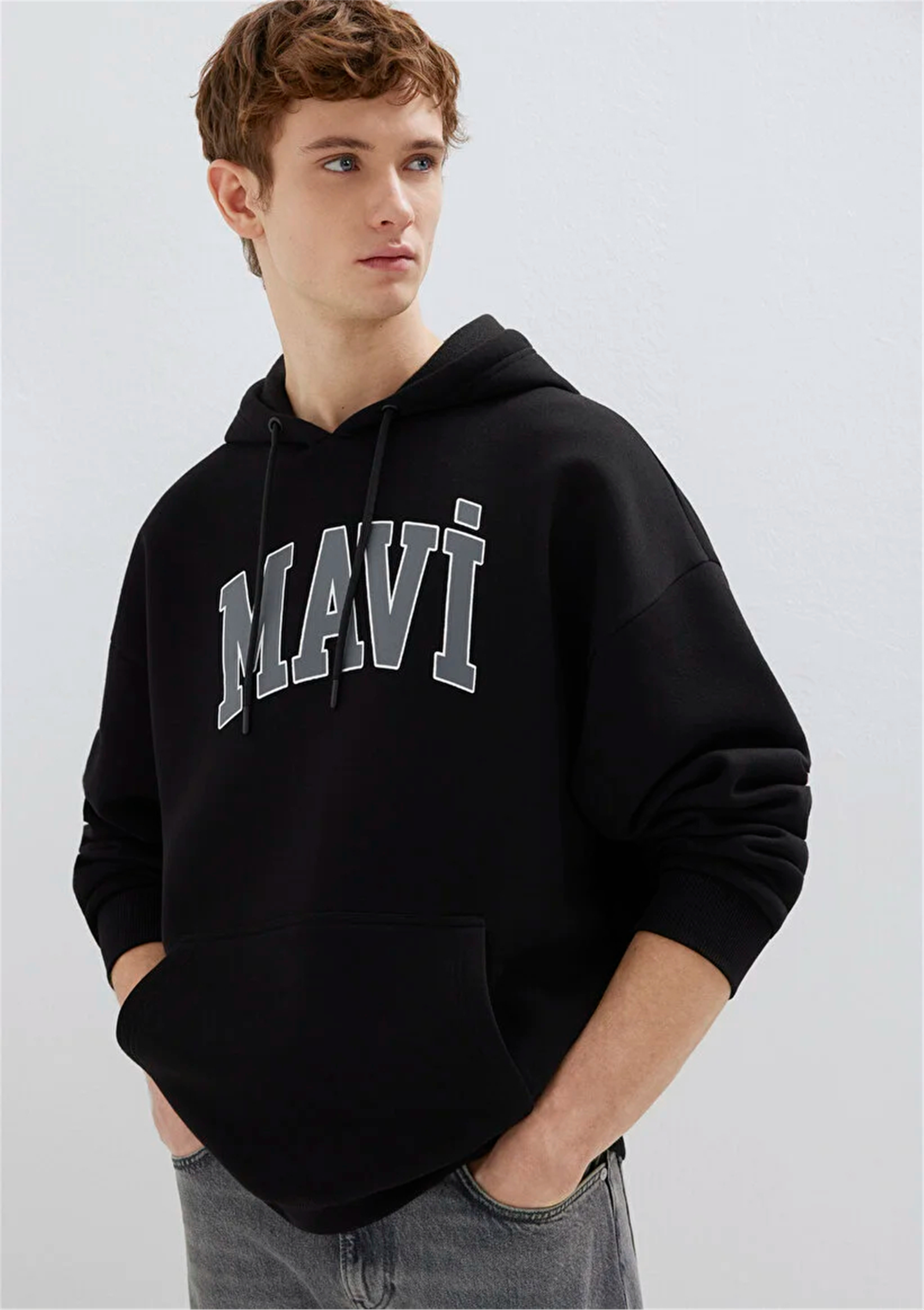 Mavi M067149-902 Siyah Erkek Oversize Kapuşonlu Logo Sweatshirt