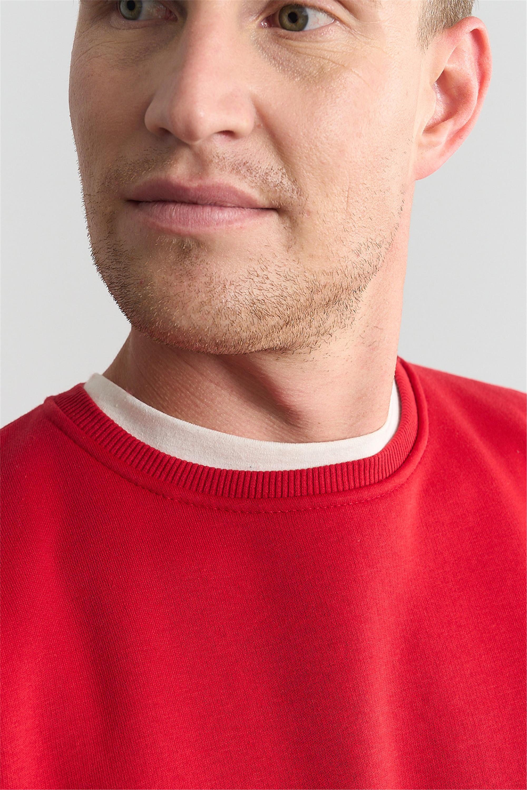 A❥︎① Mentality Erkek Bisiklet Yaka Kırmızı Sweatshirt | Çetinkaya