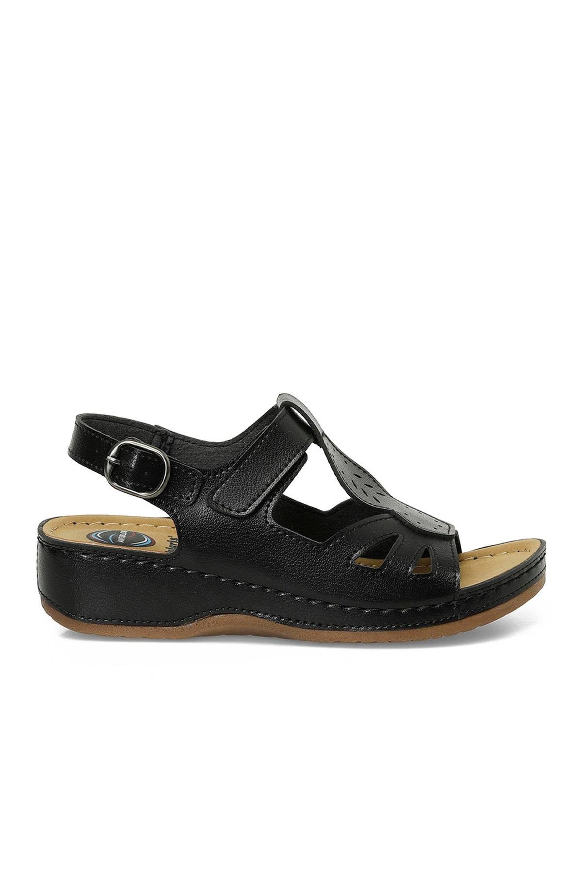 Polaris 5M 166375 Z5Fx Siyah Kadın Geleneksel Comfort Düz Sandalet