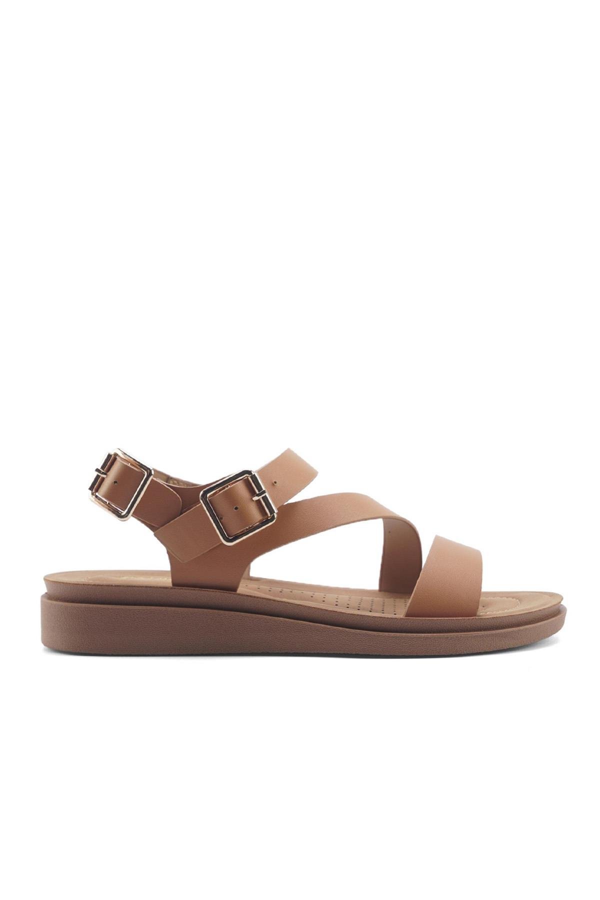 【Sandylala】 Polaris 5M 166925 Z5Fx Camel Kadın Casual Comfort Sandalet | Çetinkaya