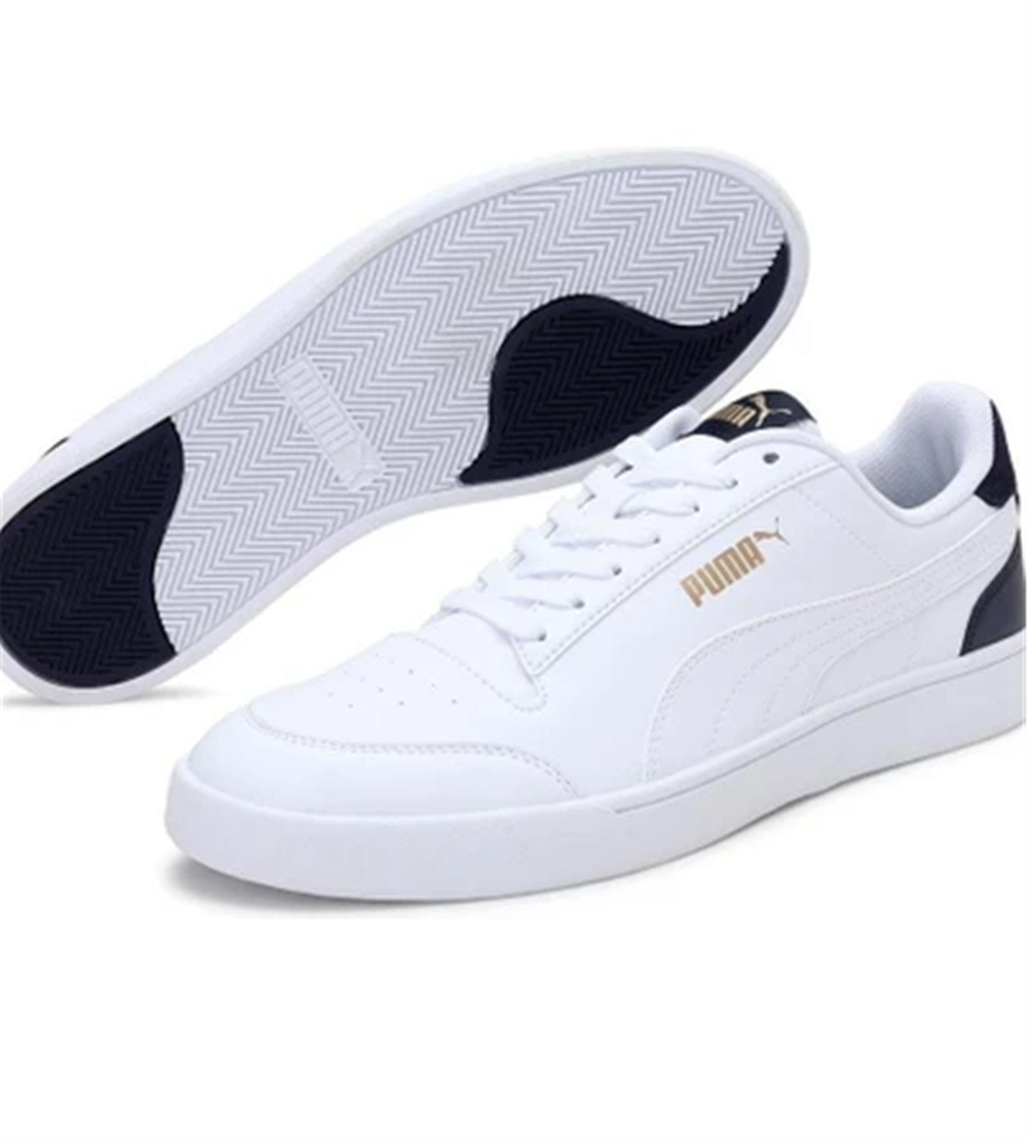 Puma 309668-05 Puma Shuffle Whıte-Whıte-Peacoat-Gold Unısex
