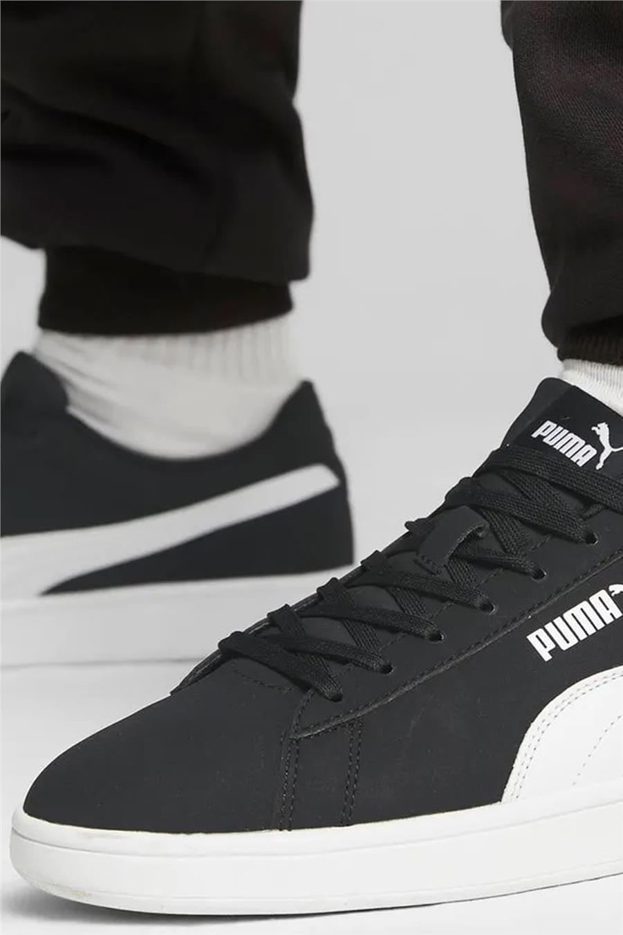 Puma 392336 01 Puma Smash 3.0 Buck Puma Black-Puma Whıt E Yetişkin Erkek  Tennıs Sneaker