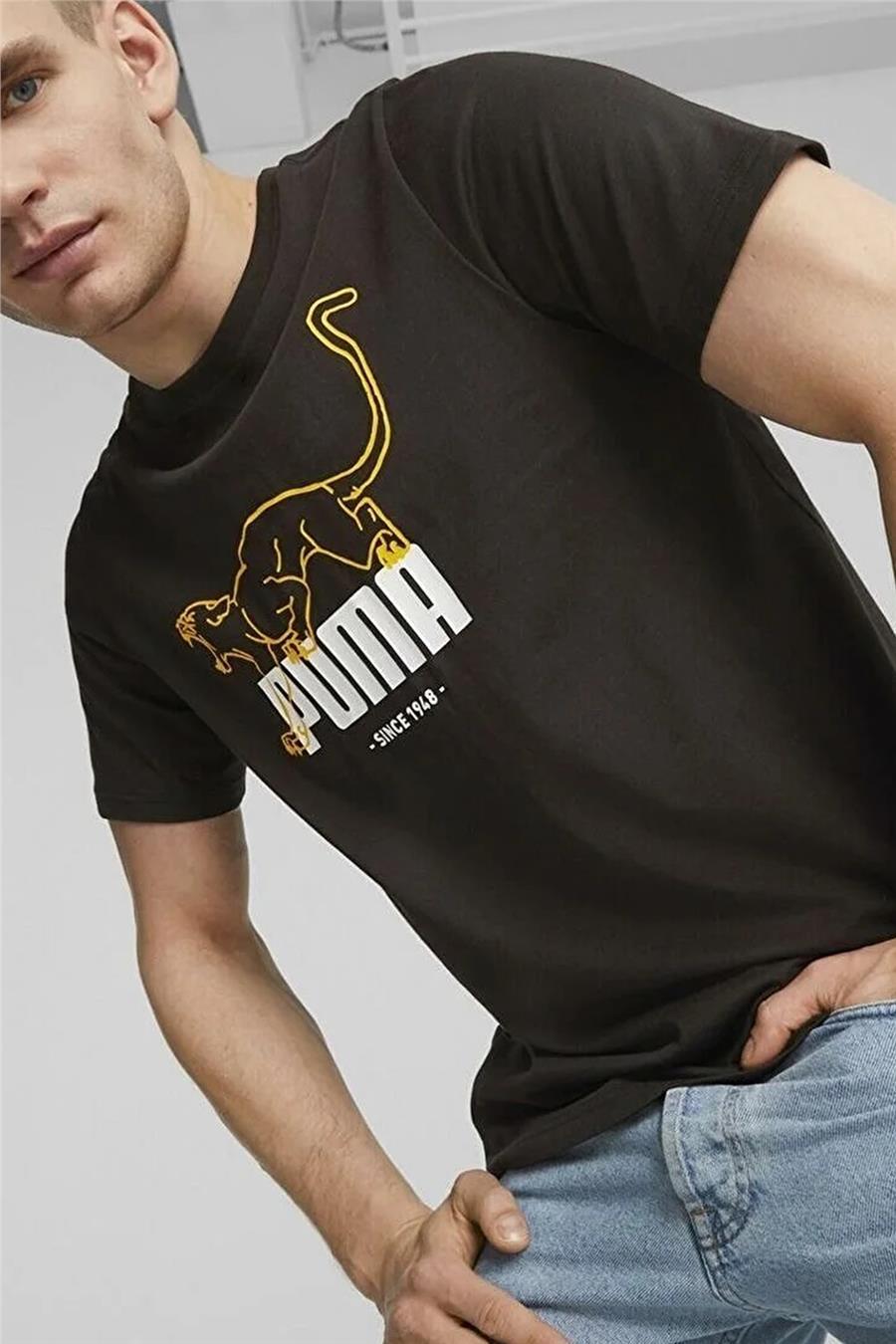 Puma 677190 01 Graphıcs Anımal Tee Puma Black Yetişkin Erkek T-shirt