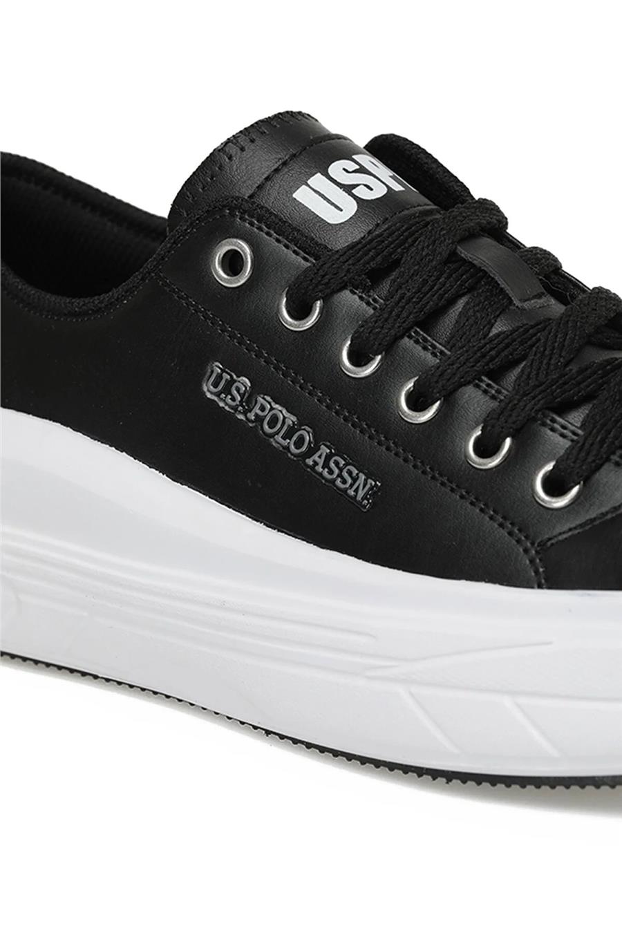 Us Polo Cleme Pu 3Pr Siyah Beyaz Kadın Sneaker Ayakkabı