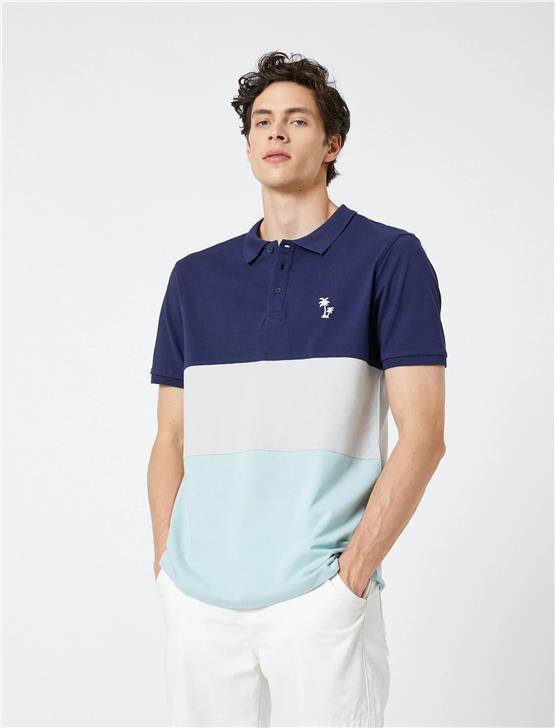 Koton 3Sam10146Mk 624 Mavi Erkek Jersey Polo Yaka Kısa Kollu T-Shirt