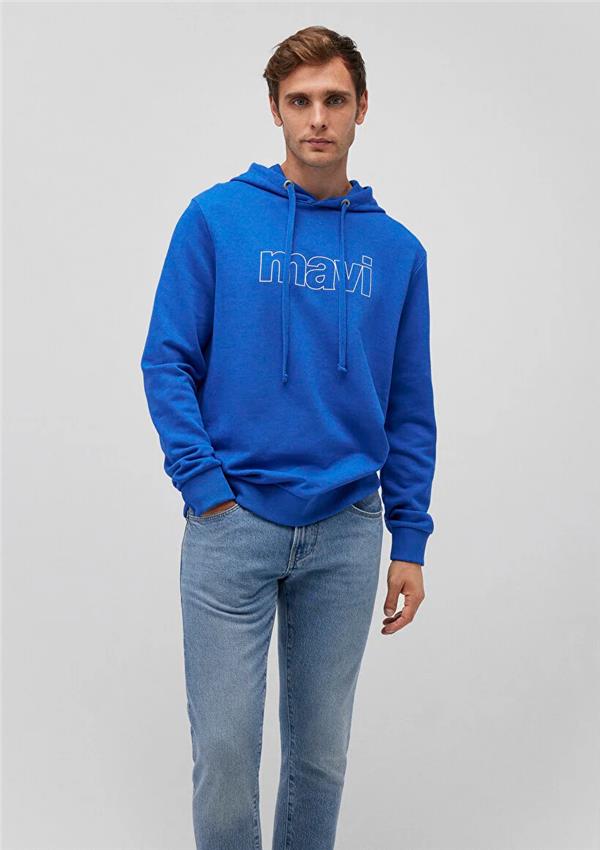 Mavi M065606-70913 Saks Erkek Mavi Logo Baskılı Kapüşonlu