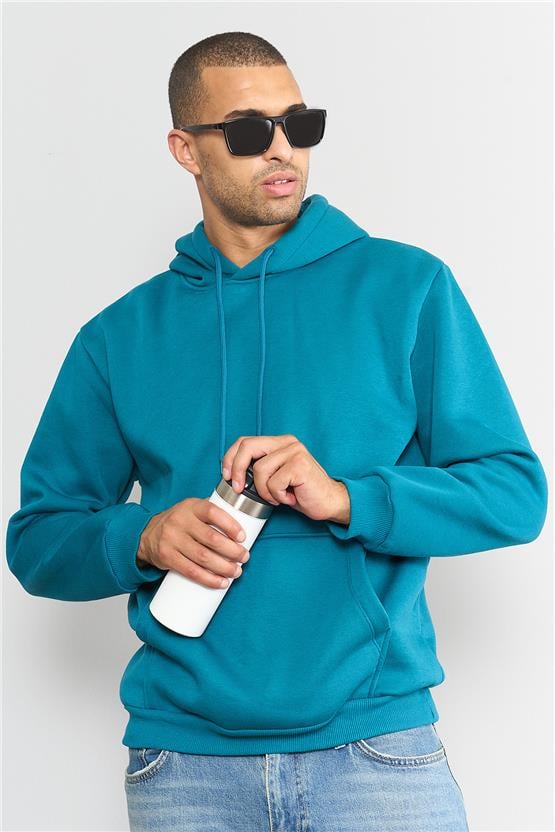 Çetinkaya Mentality 3035 Erkek Saks Kapüşonlu Sweatshirt | Çetinkaya