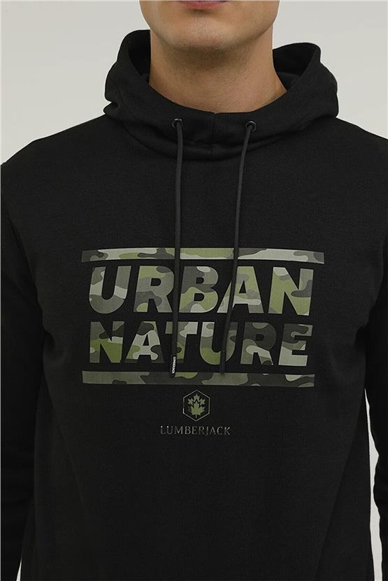 Lumberjack A10000261908010 Siyah Erkek 2W MSd4005 Urbanature Hoodıe