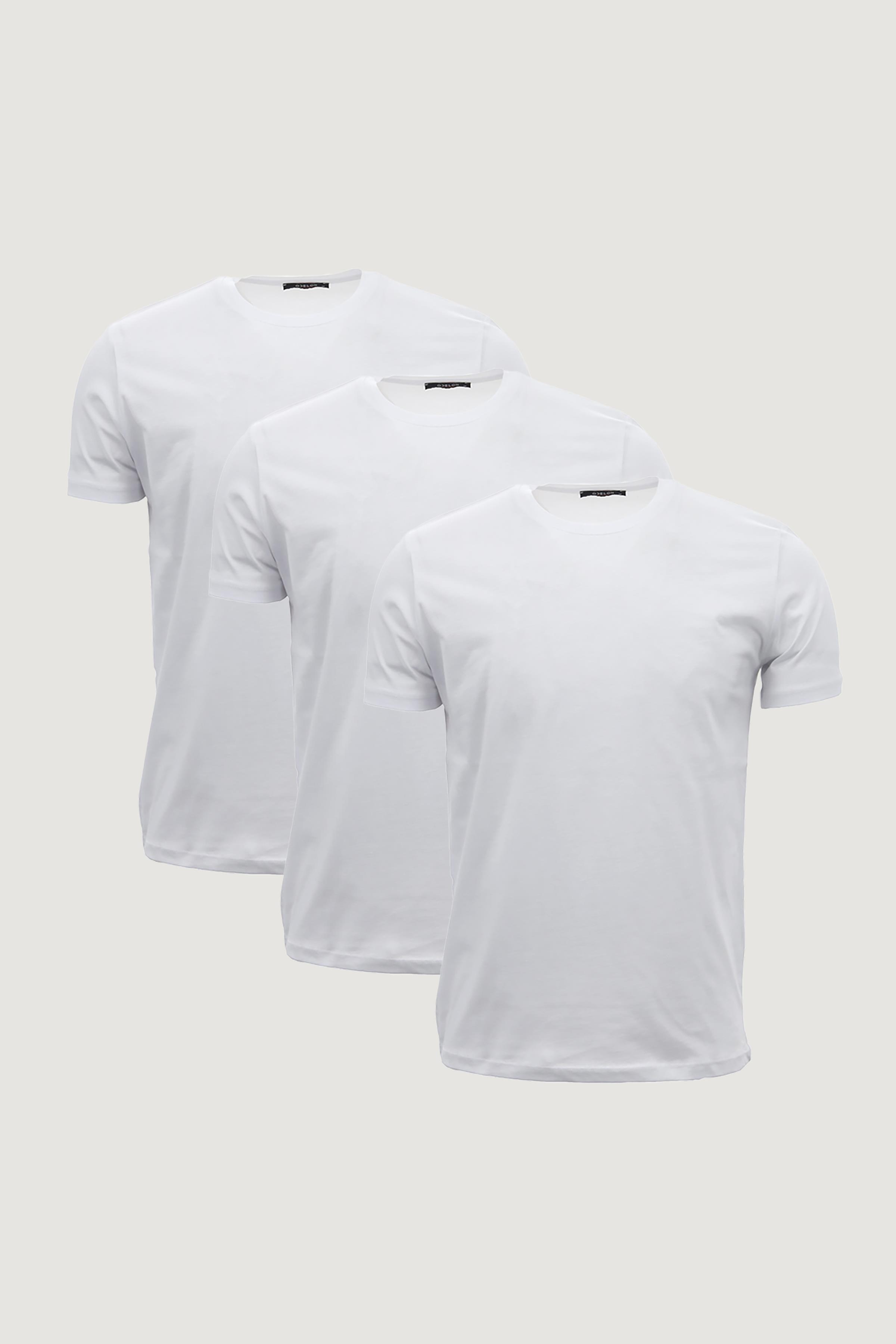 Slim Fit Dar Kesim Bisiklet Yaka  %100 Pamuk 3lü T-Shirt Paketi Beyaz - Beyaz - Beyaz