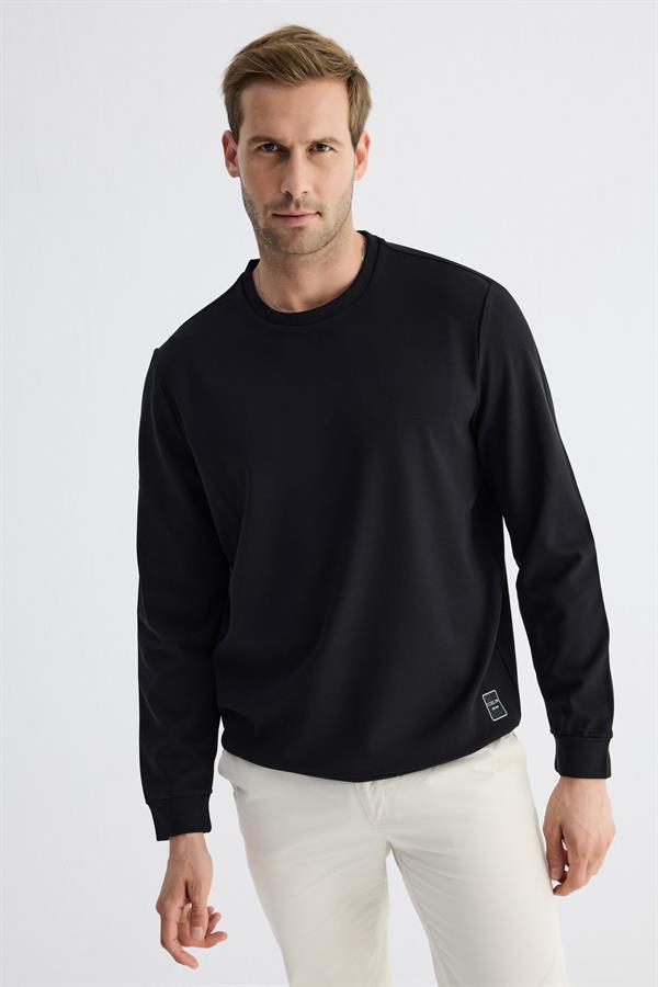  Comfort Fit Basic Düz Erkek Siyah Sweatshirt  MARS26