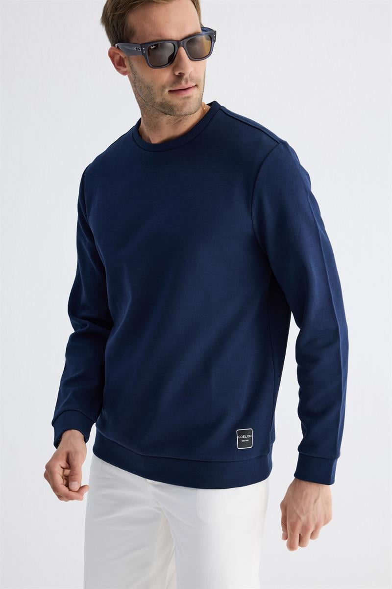  Comfort Fit Basic Düz Erkek Lacivert Sweatshirt  MARS26