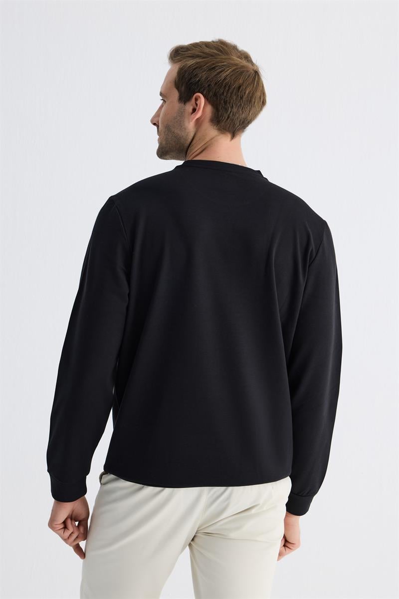  Comfort Fit Basic Düz Erkek Siyah Sweatshirt  MARS26