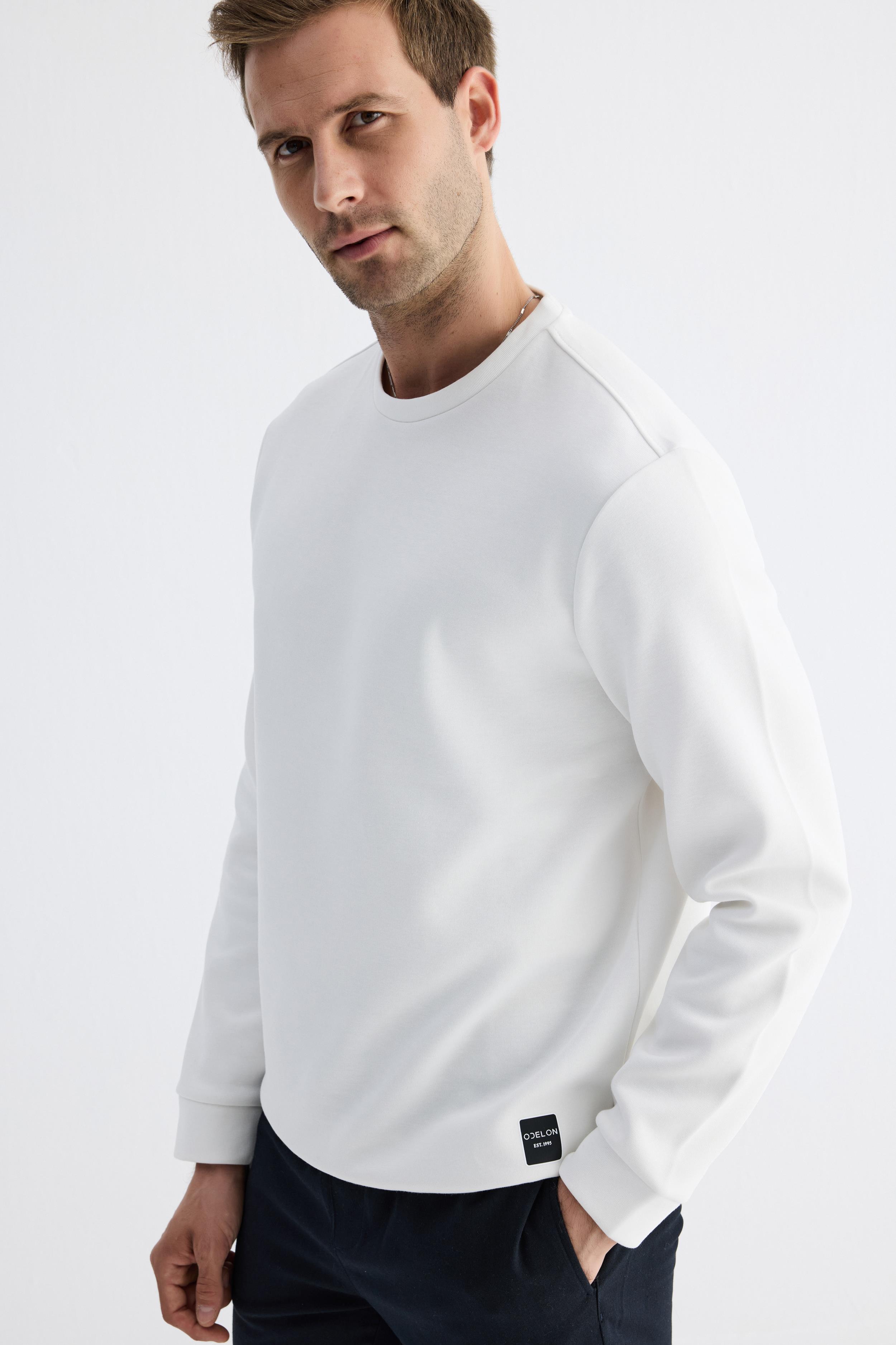  Comfort Fit Basic Düz Erkek Ekru Sweatshirt  MARS26