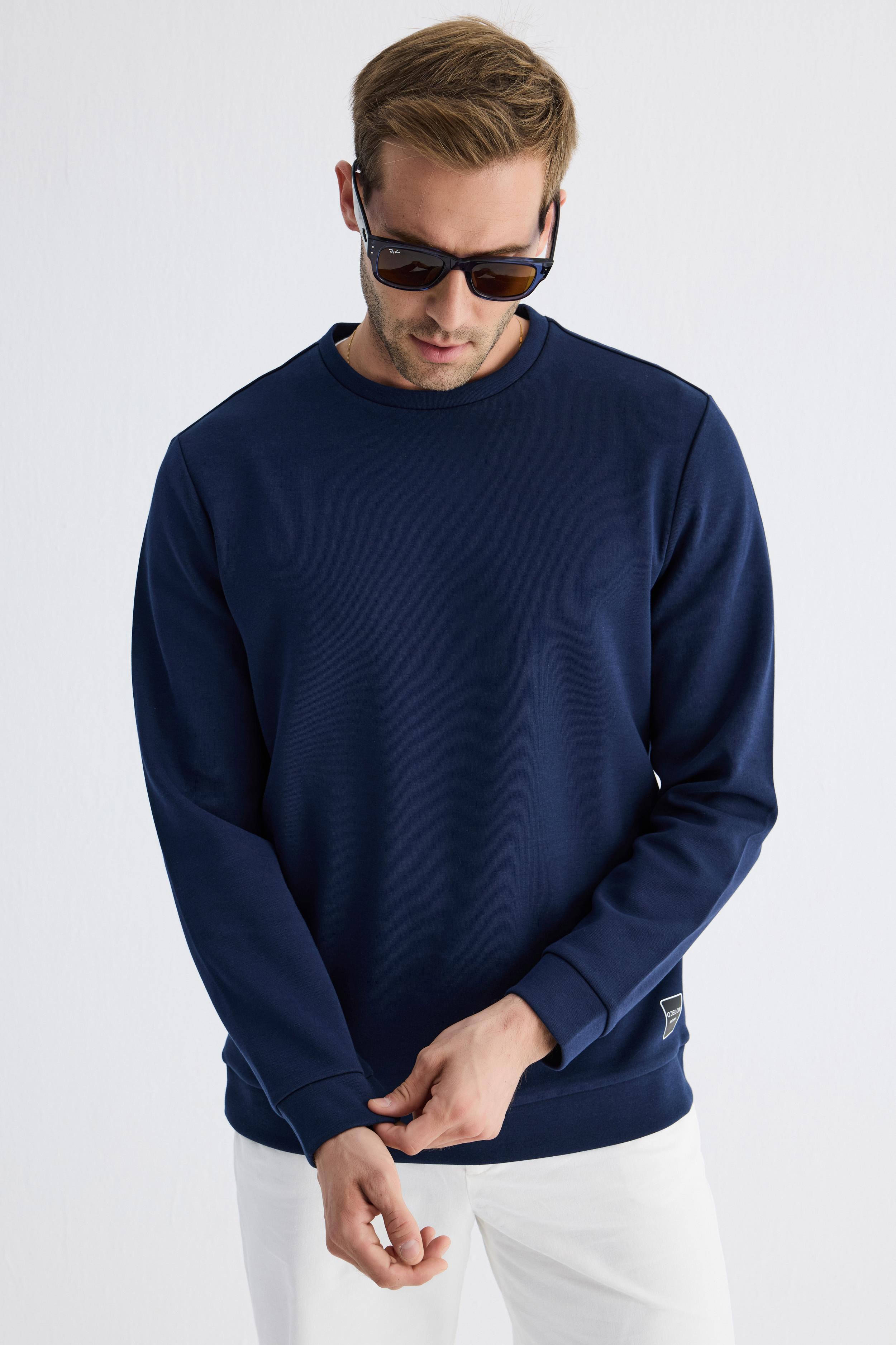  Comfort Fit Basic Düz Erkek Lacivert Sweatshirt  MARS26