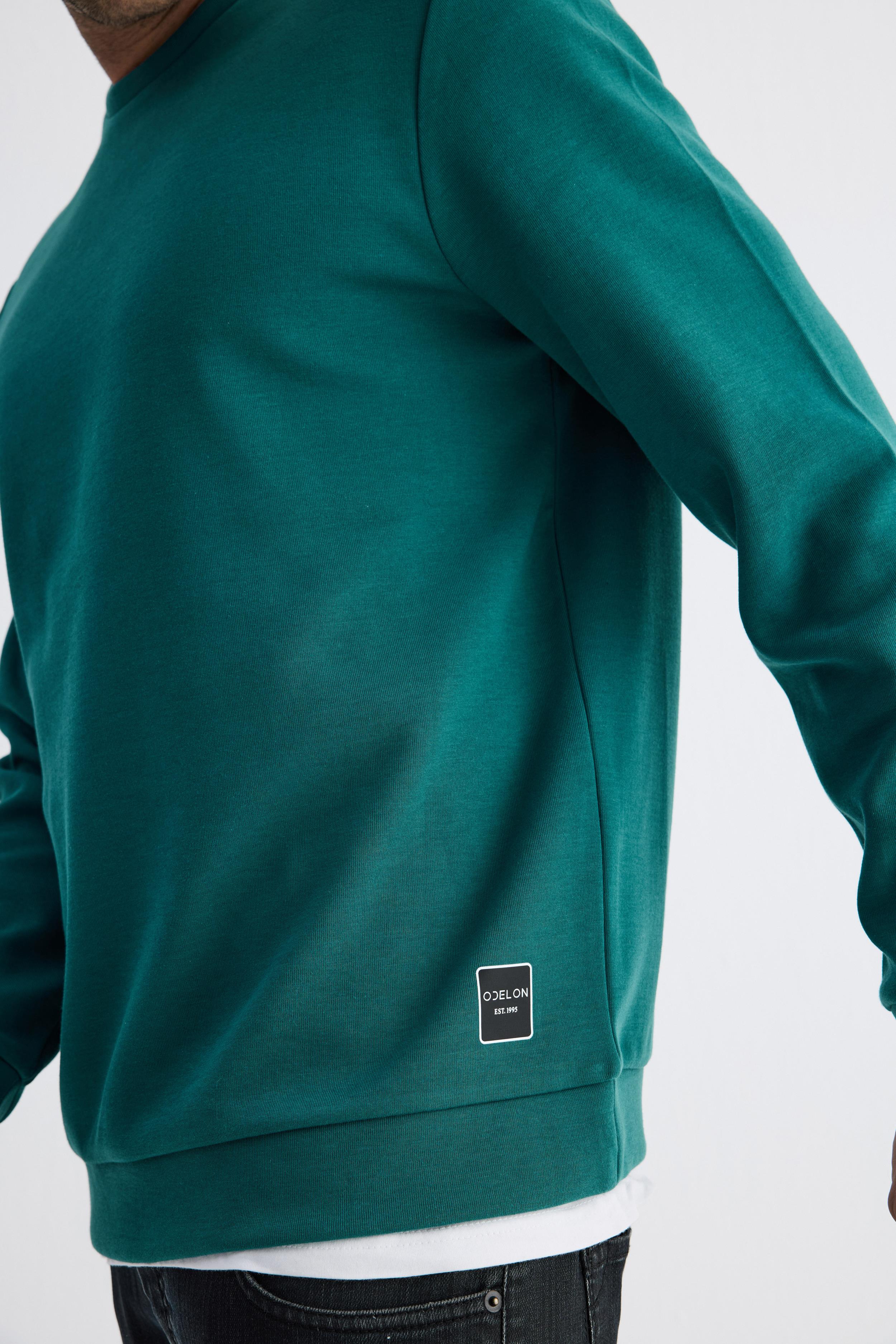  Comfort Fit Basic Düz Erkek Petrol Sweatshirt  MARS26
