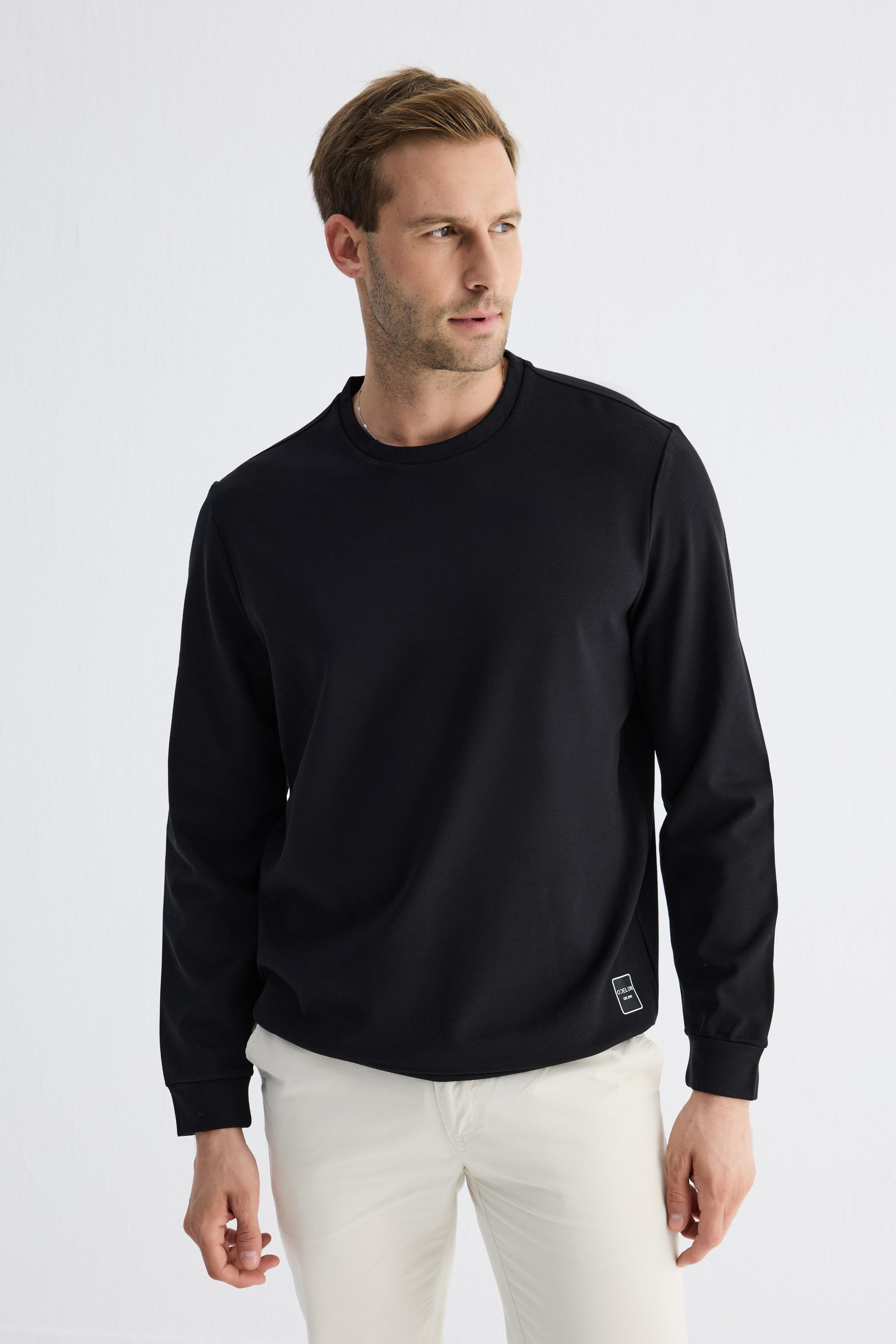  Comfort Fit Basic Düz Erkek Siyah Sweatshirt  MARS26