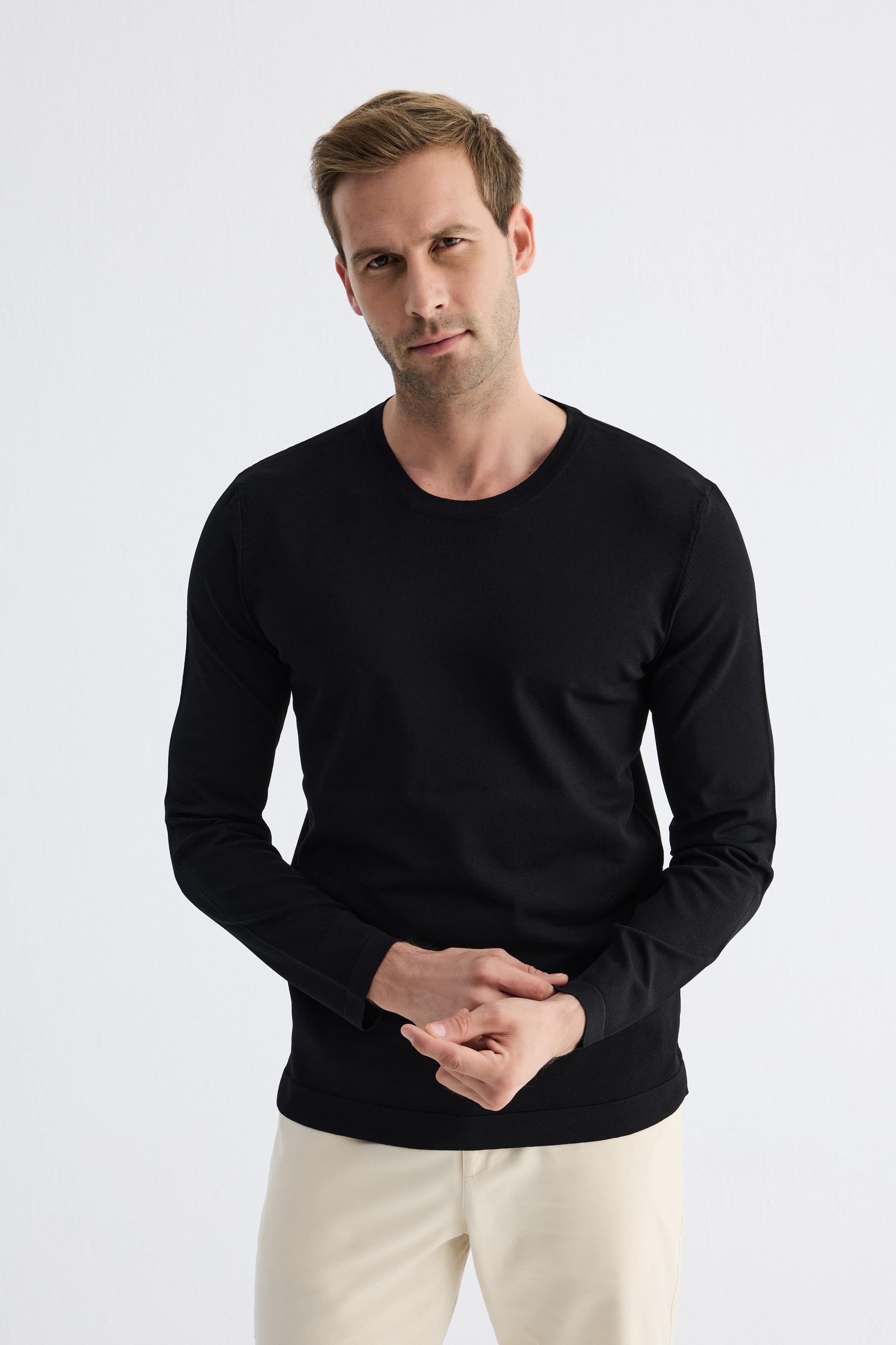 Erkek Basic Bisiklet Yaka Rahat Kalıp Düz Sweatshirt Turkuaz