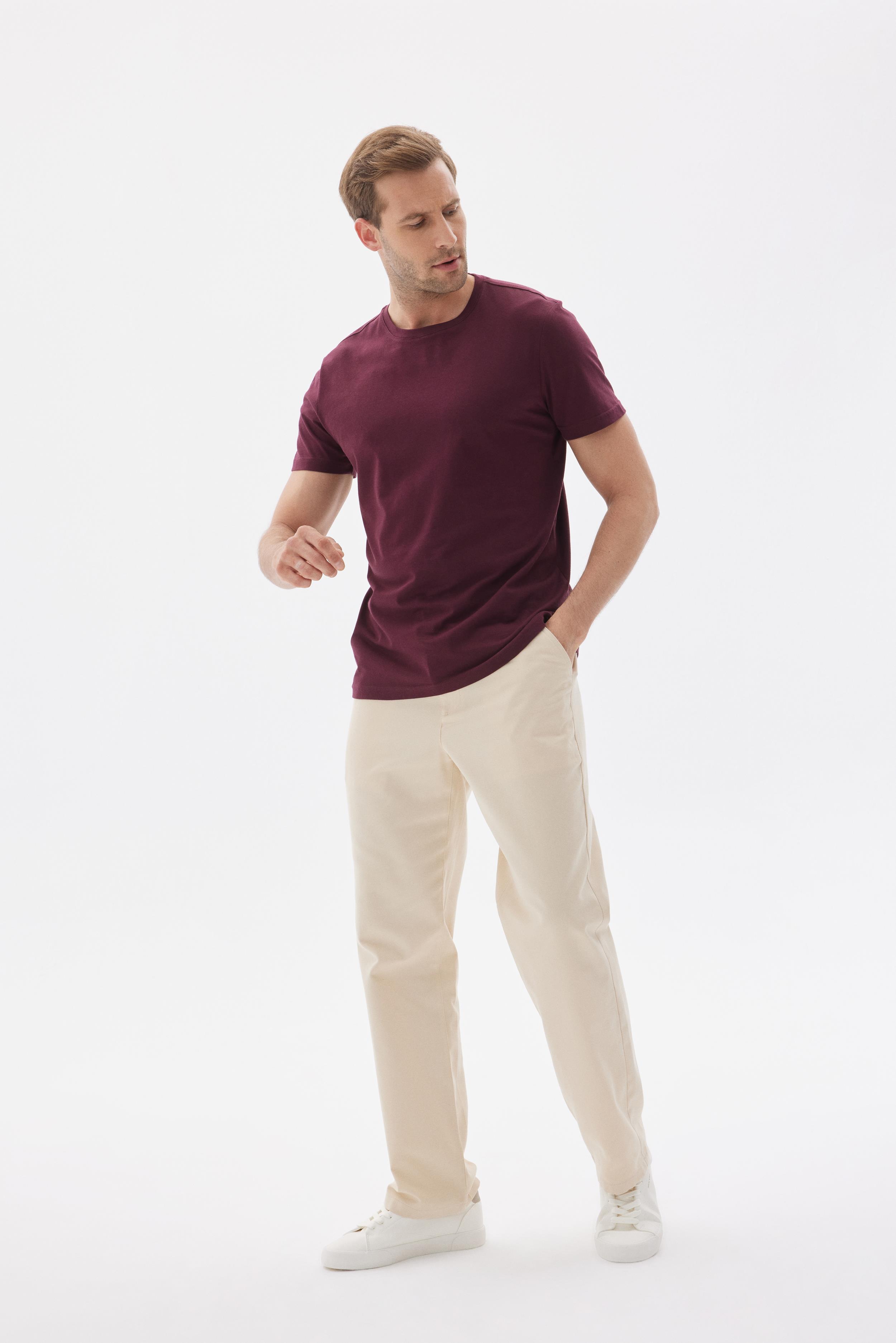 Erkek Bisiklet Yaka Slim Fit Basic Tişört Bordo