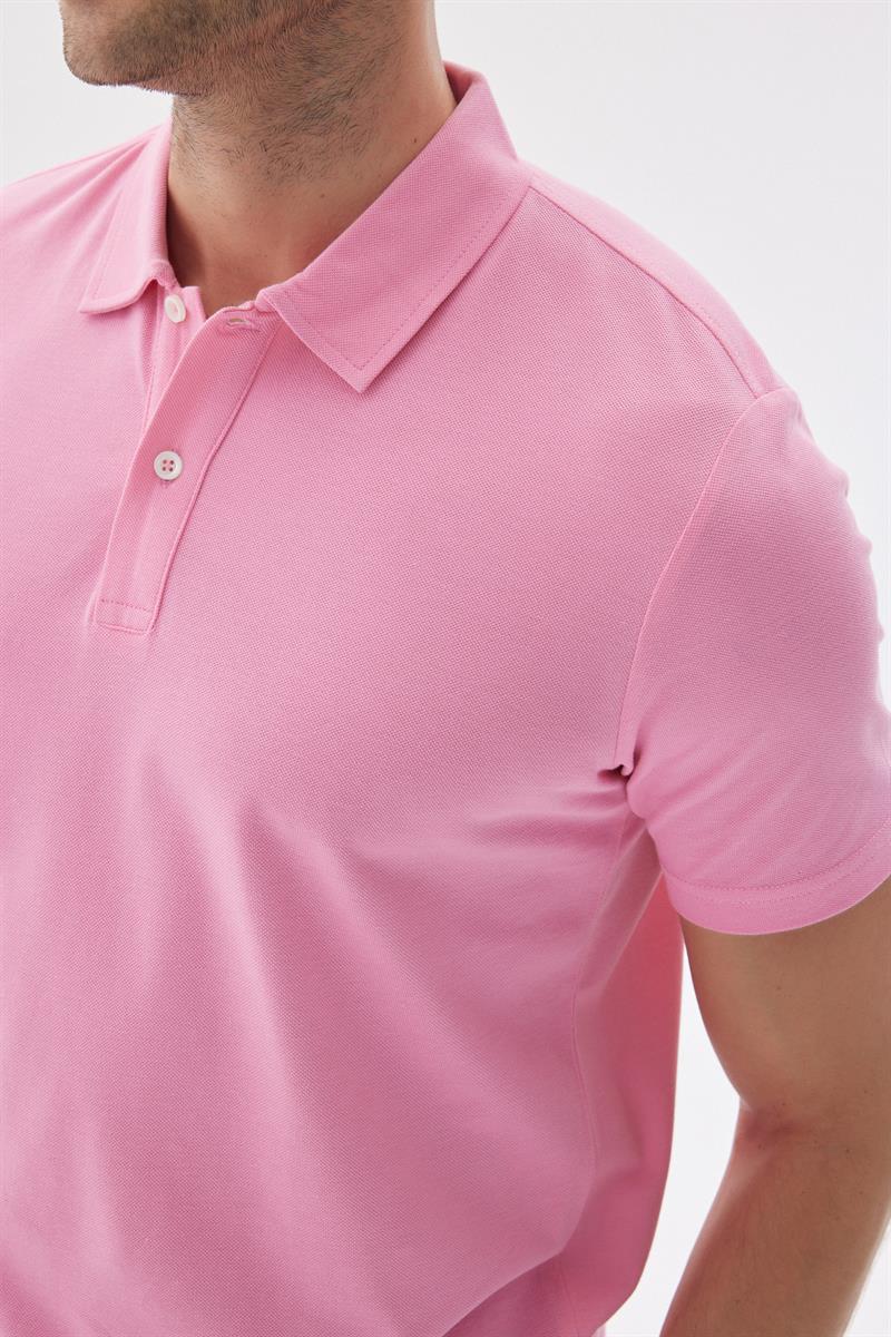 Erkek Basic Polo Yaka Tişört (Regular Fit) Pembe